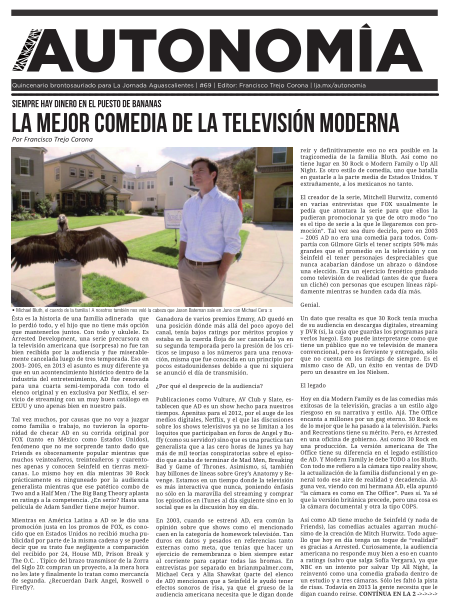 /AUTONOMÍA 69: Arrested Development, Facebook y Adolescentes, transplantes