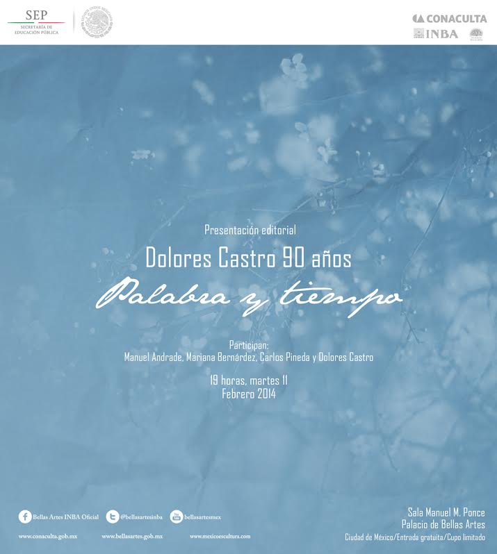 Libro de Dolores Castro coeditado por la UAA se presenta en Bellas Artes