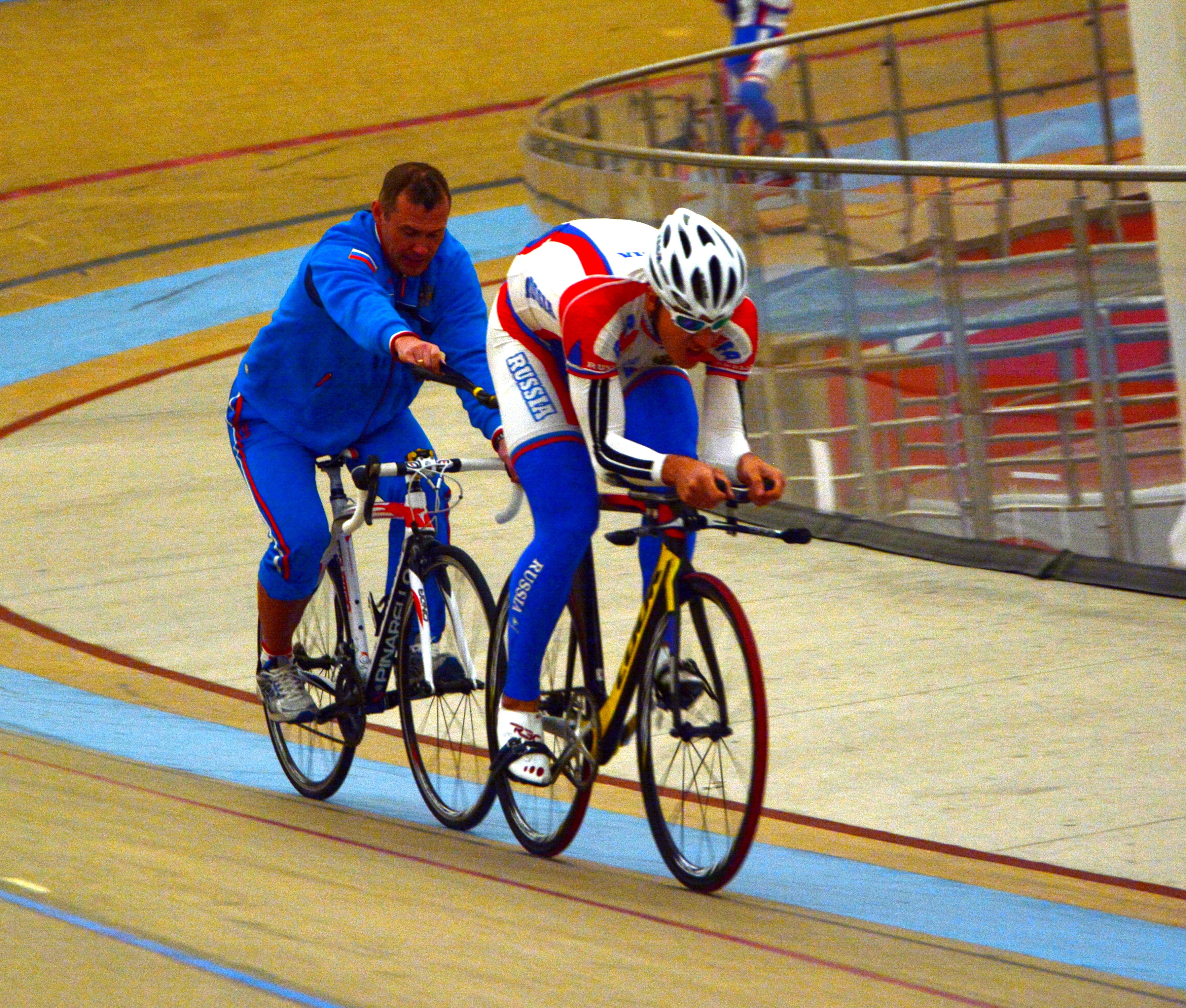 El equipo ruso de ciclismo de pista, en Aguascalientes