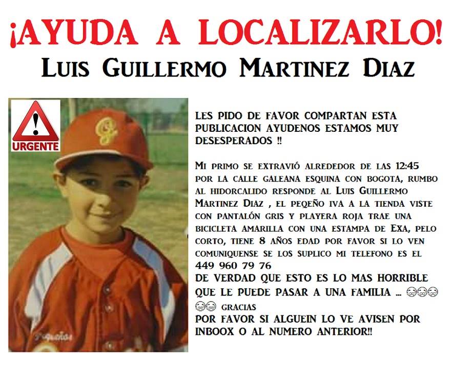Continúa la búsqueda de Luis Guillermo Martínez Díaz