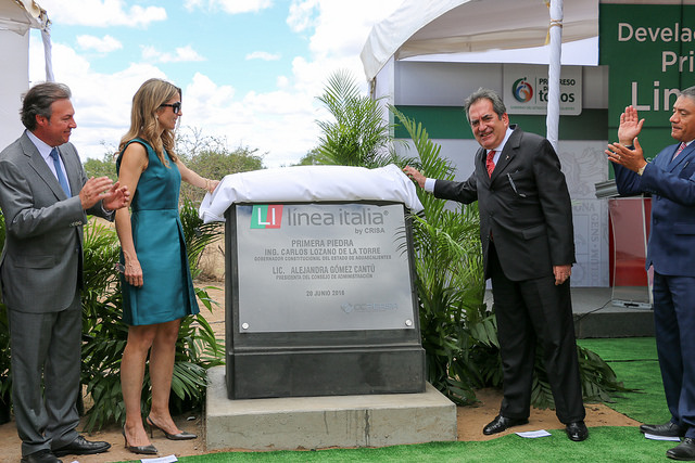 Develan la primera piedra de las nuevas instalaciones de Línea Italia by CRISA