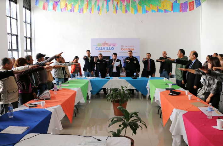 Toman protesta los integrantes de consejos de consulta ciudadana y de la SSP de Calvillo