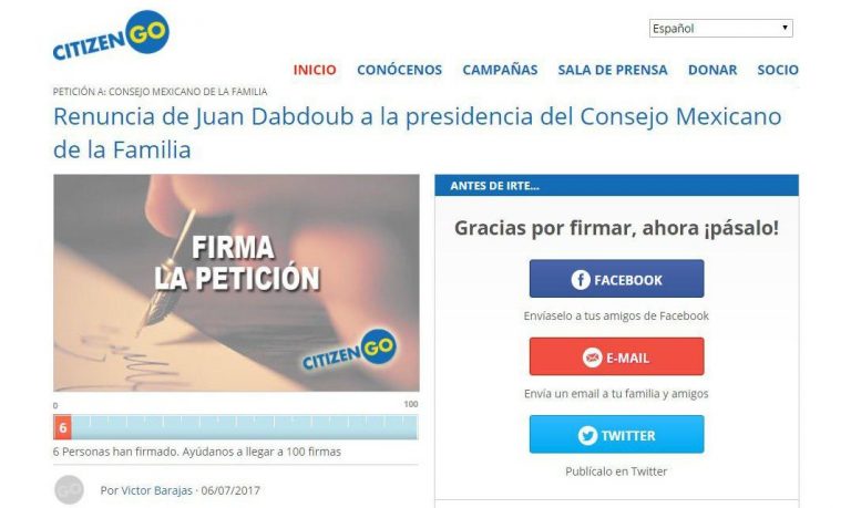 Usuarios de Citizen Go suben petición de renuncia de Juan Dabdoub
