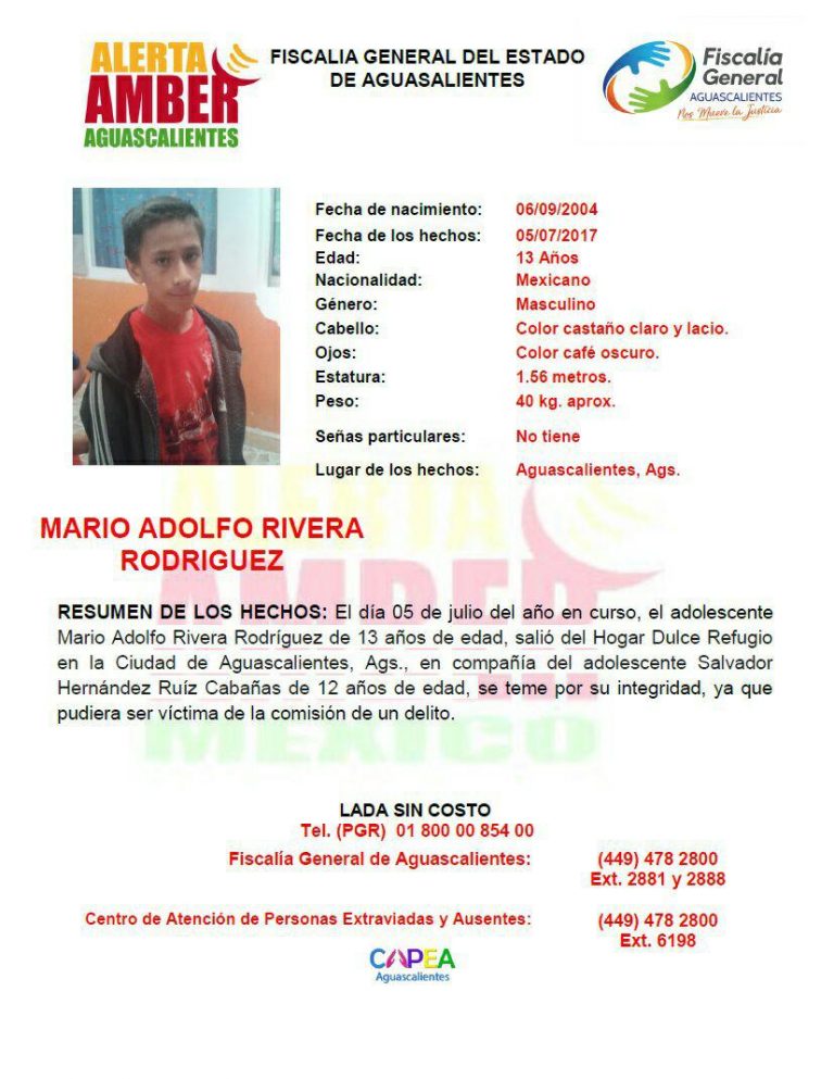 ALERTA AMBER | Mario Adolfo Rivera Rodríguez