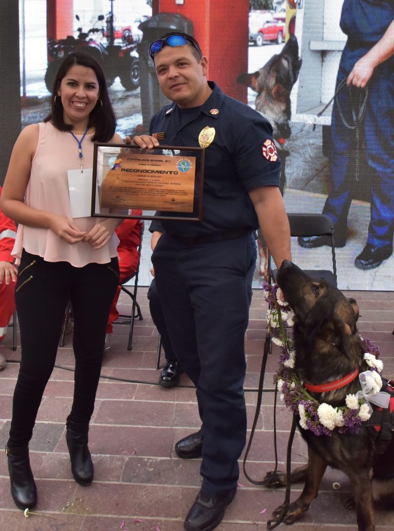 Reconocen a binomio canino de Protección Civil