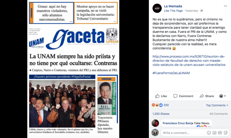 FALSO: Que la UNAM es priísta y por eso Meade fue portada en la Gaceta #Verificado2018