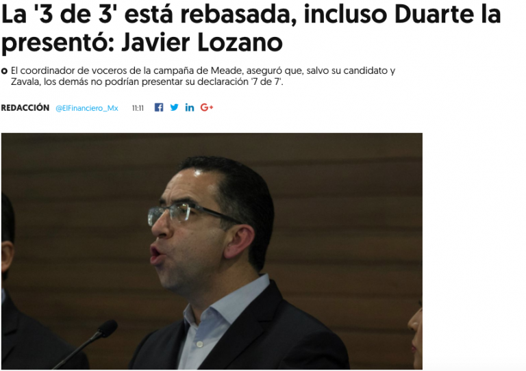 VERIFICADO 2018: Javier Duarte presentó su 3 de 3 pero el IMCO nunca la aceptó porque existían acusaciones de corrupción