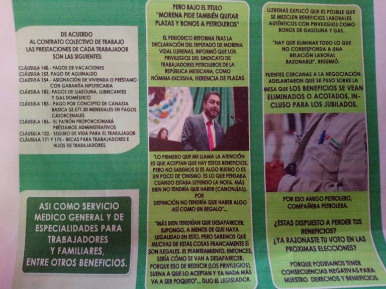 verificado 2018 | Es falso que carteles que promueven votar por Morena se distribuyan en la refinería de Tula