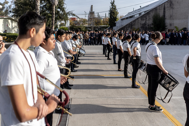 Honores a la Bandera en la Escuela Primaria Edmundo Gamez Orozco, en Aguascalientes