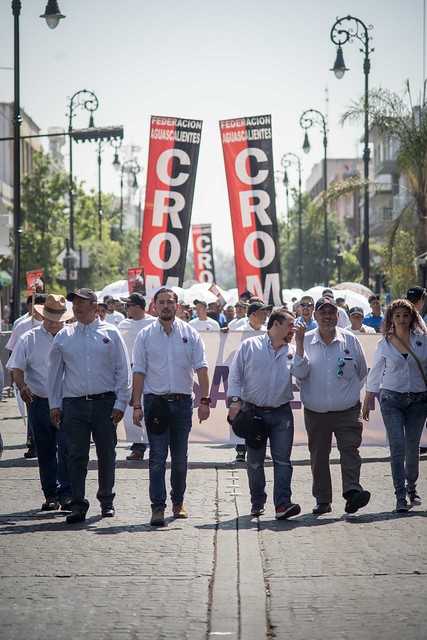 Más de 2 mil sindicalizados de la CROM exigieron mejores condiciones laborales en Aguascalientes