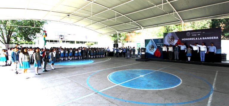 Realizan Honores a la Bandera en bachillerato Jesús Reyes Heroles, de Aguascalientes