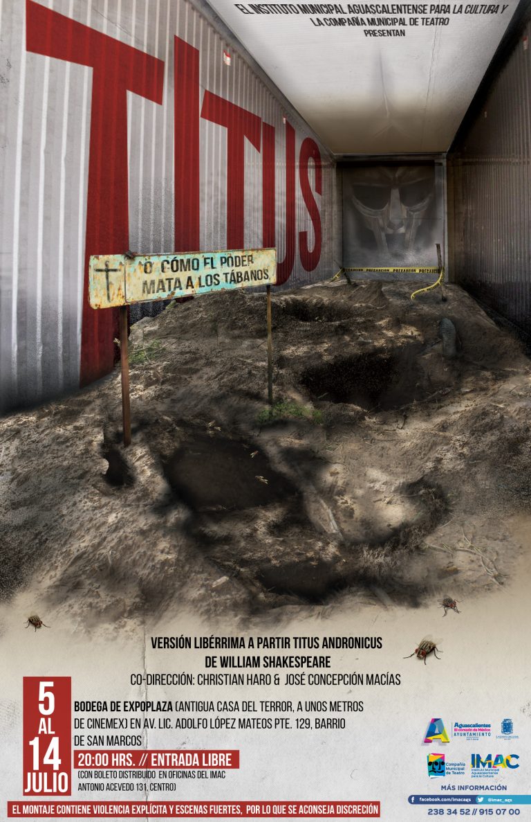 Invita IMAC a obra Titus o cómo el poder mata a los tábanos, en Aguascalientes