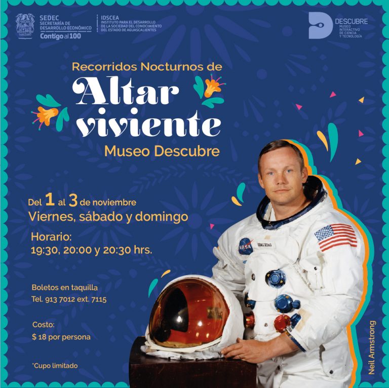 Neil Armstrong, en los recorridos nocturnos de Altares Vivientes en Aguascalientes