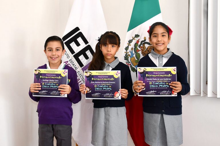 Premia Instituto Electoral de Aguascalientes a ganadores del Concurso de Dibujo Infantil