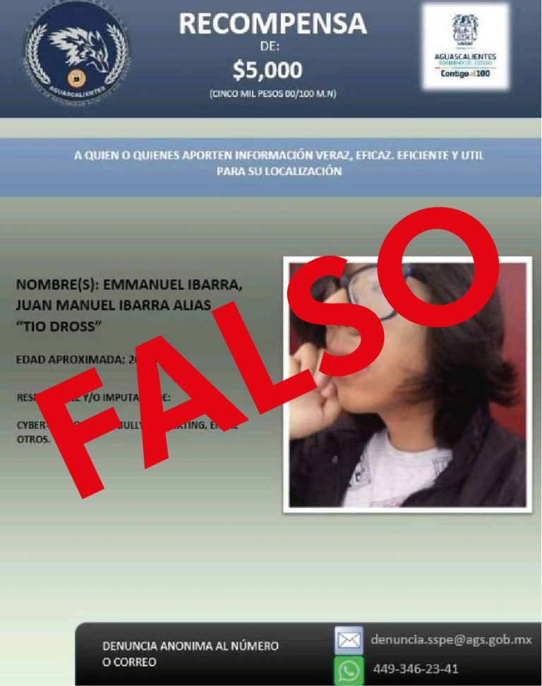 Policía del estado de Aguascalientes no ofrece recompensas por presuntos delincuentes