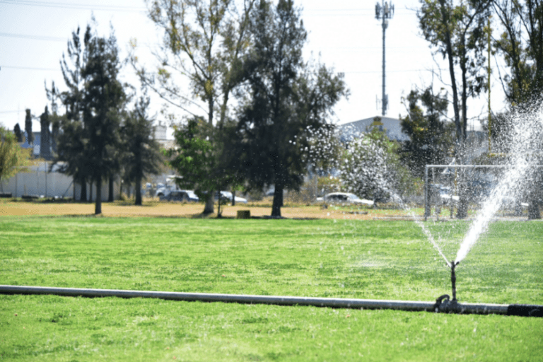 Municipio emplea más de 350 mil litros de agua tratada por día para riego