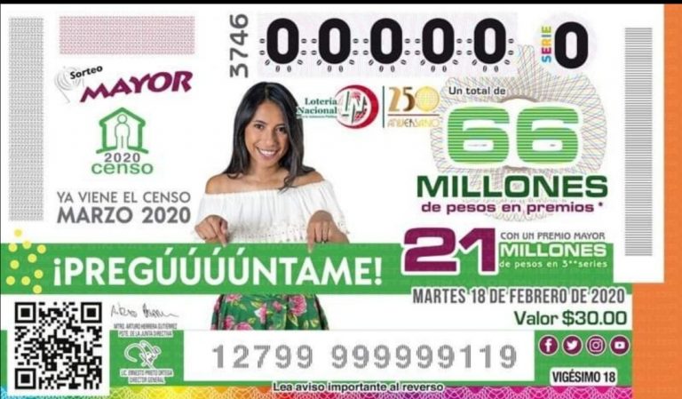 Dedica Lotería Nacional Sorteo Mayor al Censo 2020
