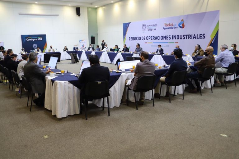 Gobernador y empresarios de Aguascalientes se reúnen para plantear estrategia sanitaria de la apertura económica durante pandemia por COVID-19