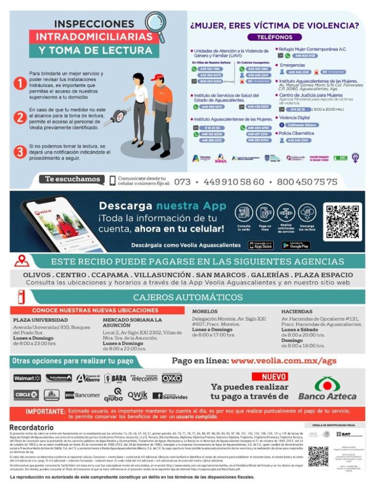 En Aguascalientes, continuará la información sobre violencia de género en recibos de agua
