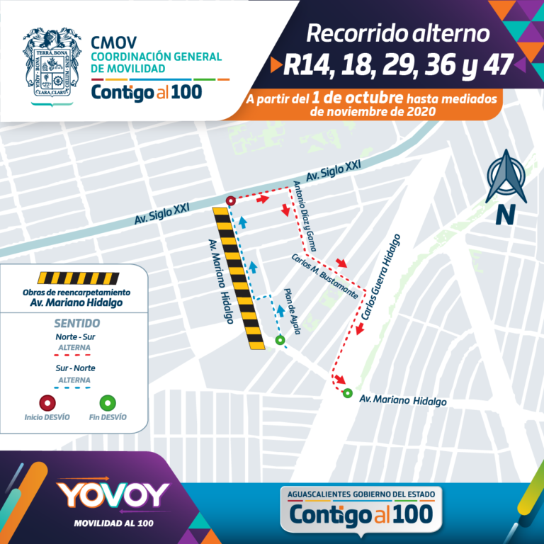 CMOV ajusta recorridos de cinco rutas de transporte público