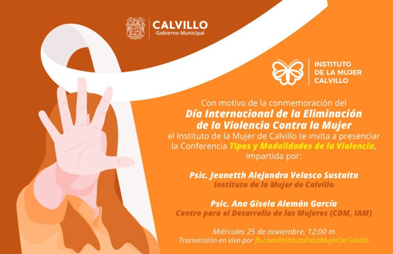 En Aguascalientes, ayuntamiento de Calvillo impartirá conferencia Tipos y Modalidades de la Violencia
