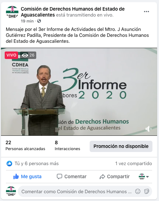 Entrega ombudsperson su Tercer Informe de Labores al Congreso de Aguascalientes