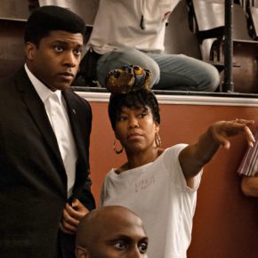 ONE NIGHT IN MIAMIDirector Regina King with Eli Goree on set