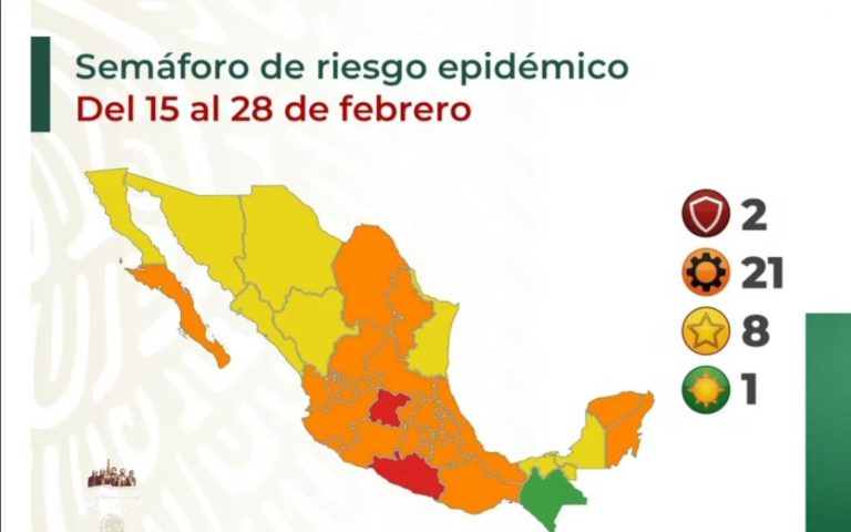 Así quedó el semáforo del 15 al 28 de febrero: sólo dos estados en rojo