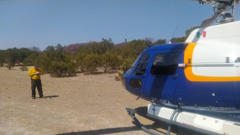Sofocaron incendio forestal en la Sierra Fría con apoyo del helicóptero Águila 1