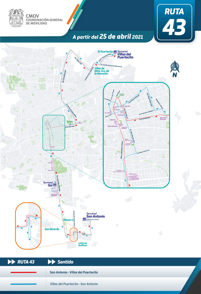 Anuncian modificación de recorrido de la Ruta 43 en Aguascalientes