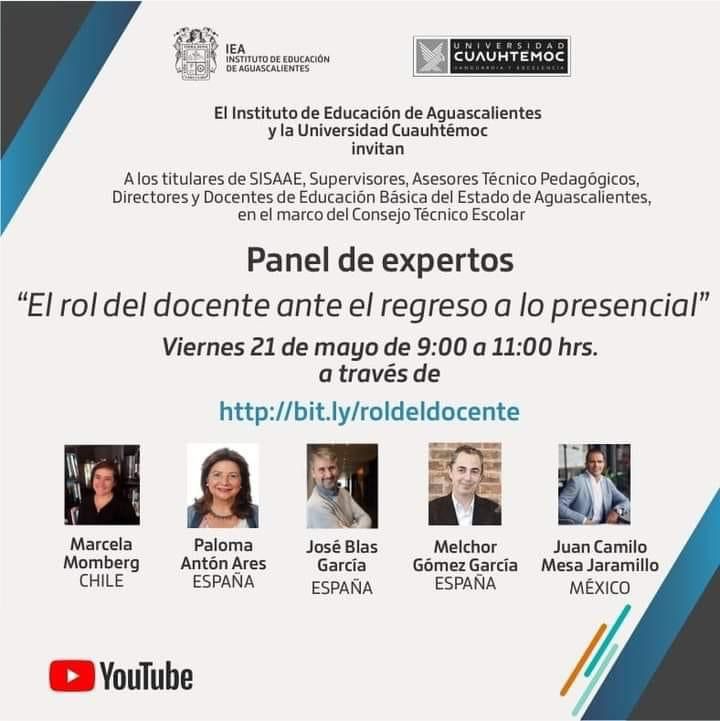 Realizará IEA el panel El rol del docente ante el regreso a lo presencial
