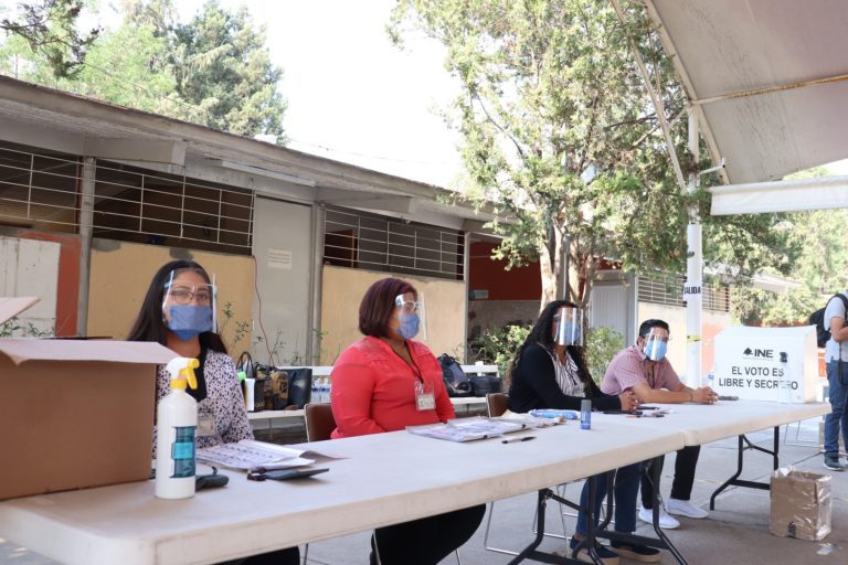 Realiza INE Aguascalientes simulacro de las medidas sanitarias que se aplicarán en casillas 