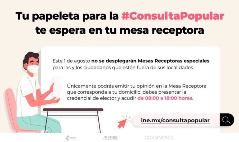 INE llama a ubicar tu Mesa Receptora y a participa en la Consulta Popular