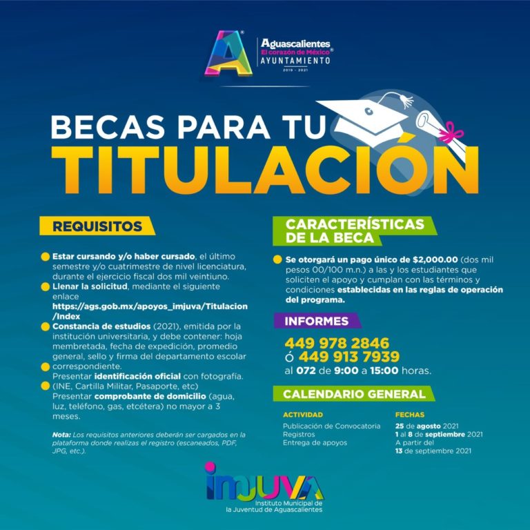 Ayuntamiento de Aguascalientes lanza convocatoria de becas de apoyo a titulación