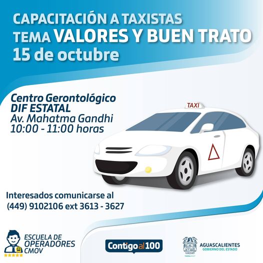 Capacitación a taxistas de Aguascalientes sobre valores y buen trato