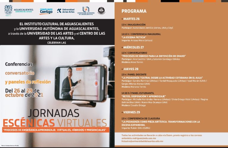 UAA colabora con ICA y la Universidad de las Artes en las Jornadas Escénicas Virtuales