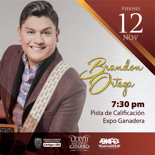 Invitan al concierto de Brandon Ortega en la Expo Ganadera de Aguascalientes