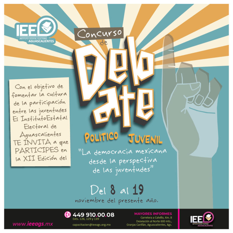 Realizará IEE Concurso de Debate Político Juvenil en Aguascalientes