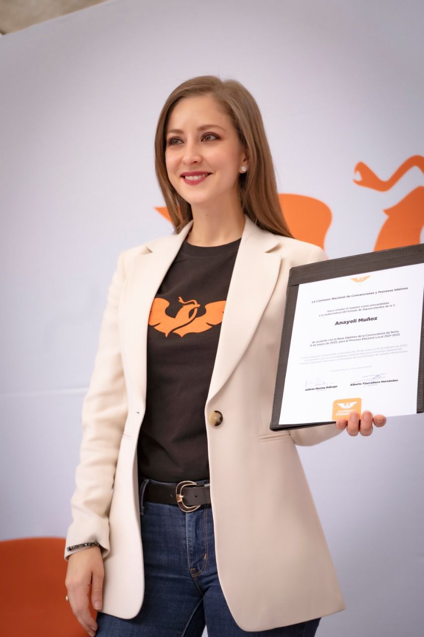 Se registró Anayeli Muñoz como aspirante a candidata a la gubernatura de Aguascalientes por Movimiento Ciudadano 