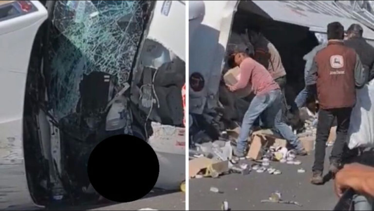 Habitantes de Veracruz roban mercancía de tráiler e ignoran al chofer que agoniza