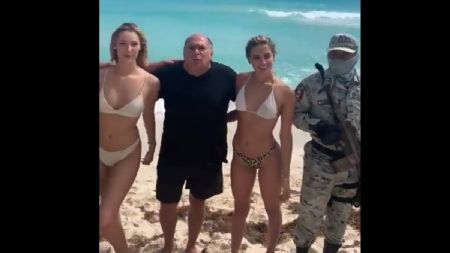 Papá de “Checo” Pérez promueve la F1 con mujeres en bikini y agentes de la Guardia Nacional