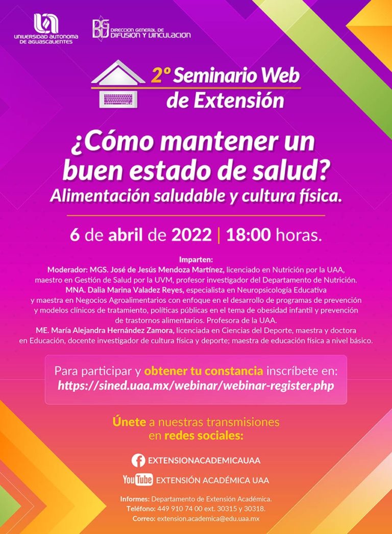 Invita la UAA a su 2º Seminario Web de Extensión 