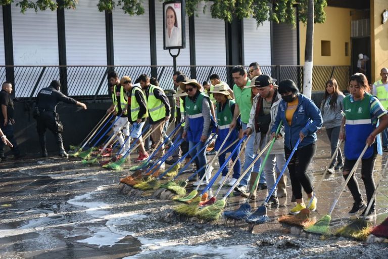 Realizó municipio operativos de limpieza y lavado en la Feria Nacional de San Marcos