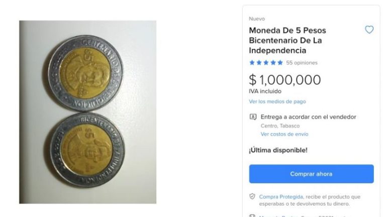 Venden monedas conmemorativas de 5 pesos… ¡en un millón!