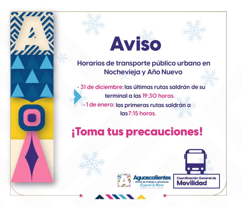 Urbanos modifican horarios el 31 de diciembre y el 1 de enero