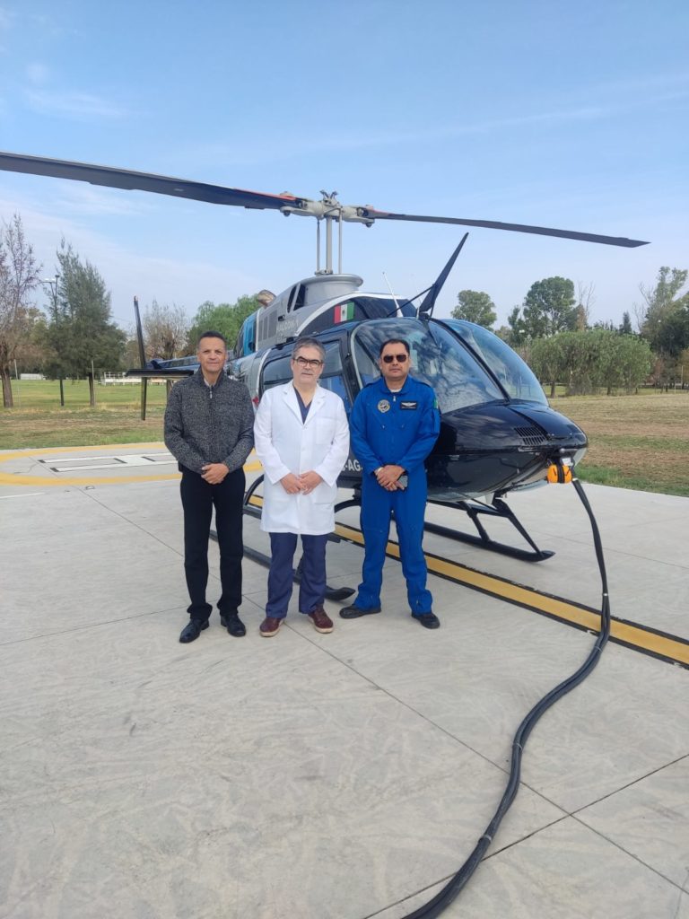Transportan dos riñones en el Helicóptero Halcón 1 en Aguascalientes
