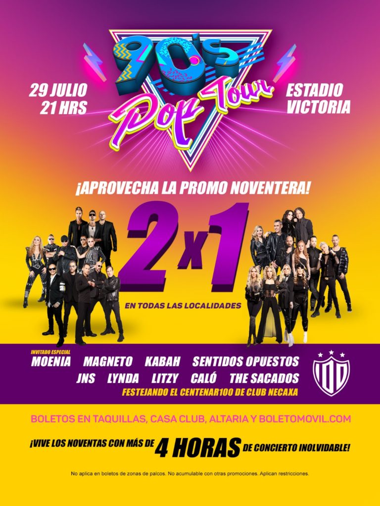 Fecha y donde comprar los boletos al 2×1 del 90’s Pop Tour en Aguascalientes