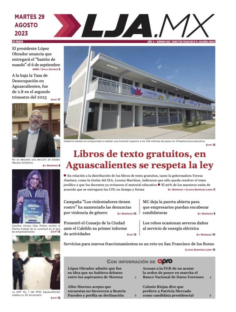 Libros de texto gratuitos, Melissa y más en LJA.MX edición: 29/08/2023
