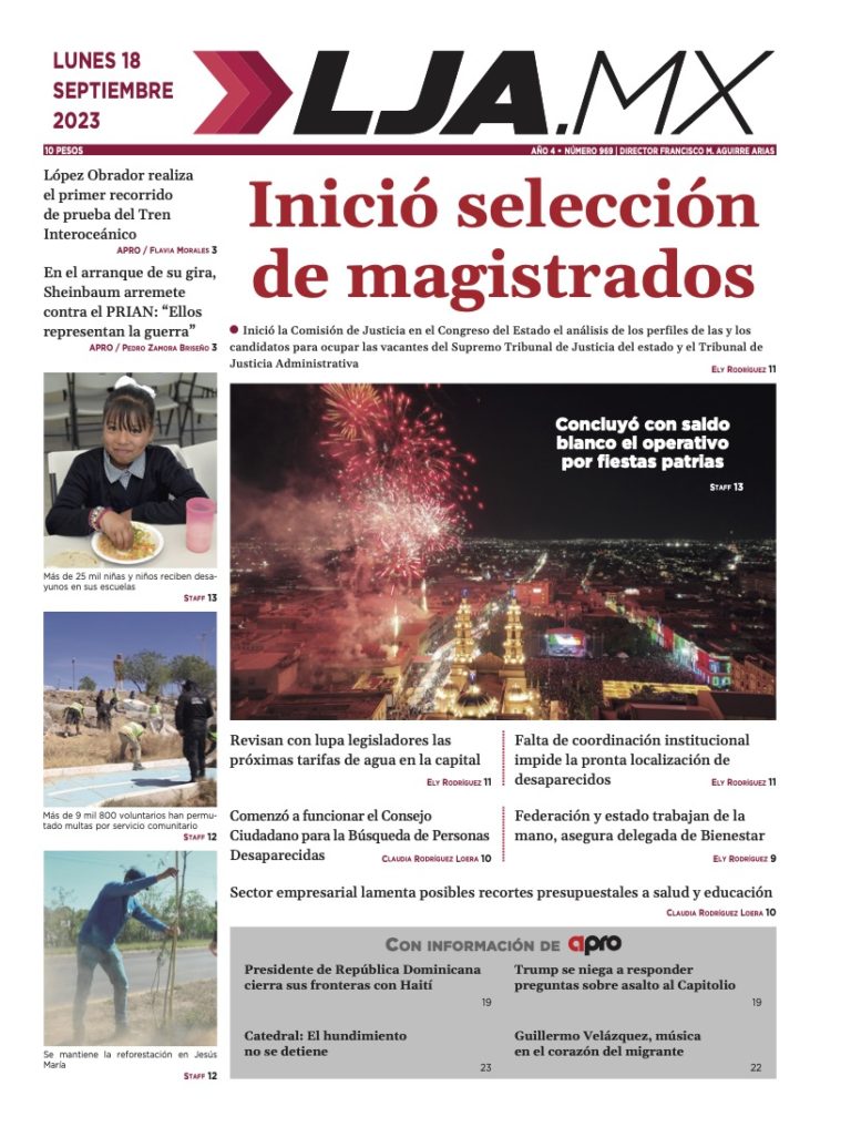 Inicio de selección de magistrados y más en nuestra edición impresa: 18/09/2023