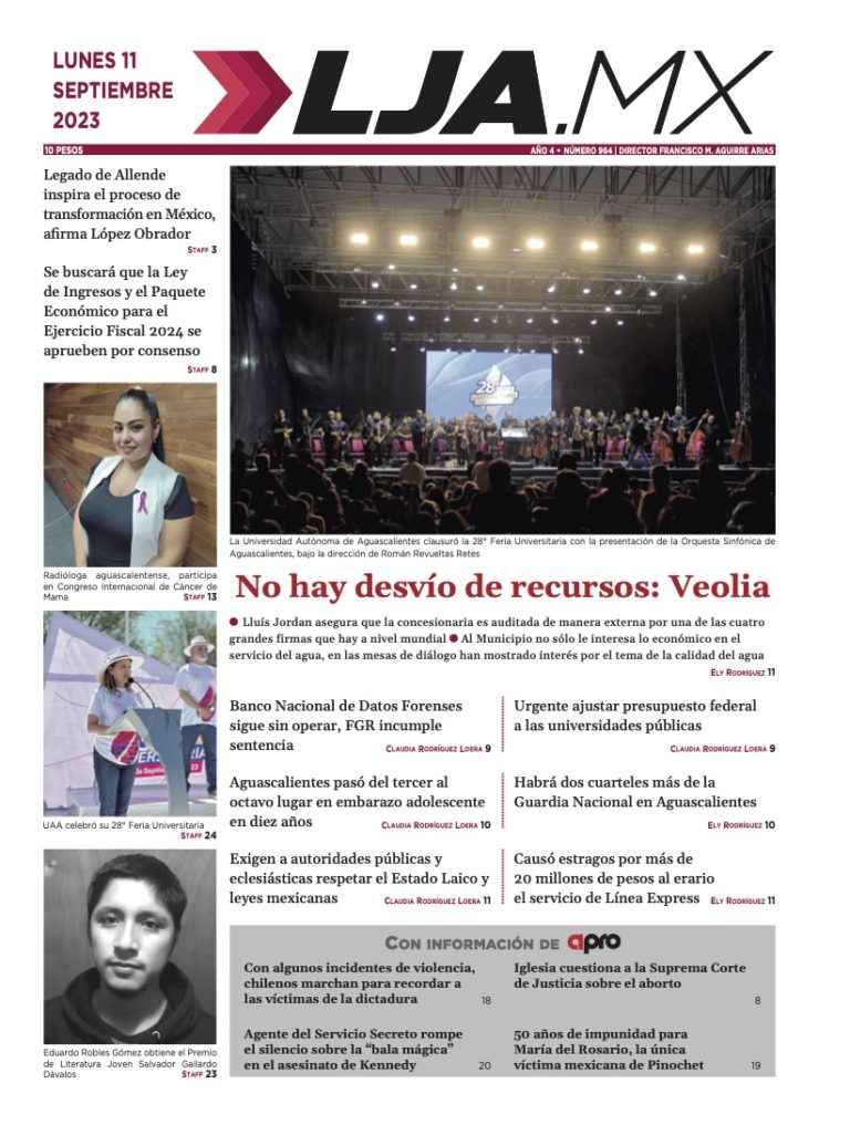 No ha desvío de recursos: Veolia y más en LJA.MX, edición: 11/09/2023